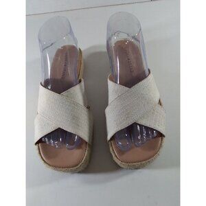 Lucky Brand Espadrille Sandals Tan Fabric Sz 7 M
